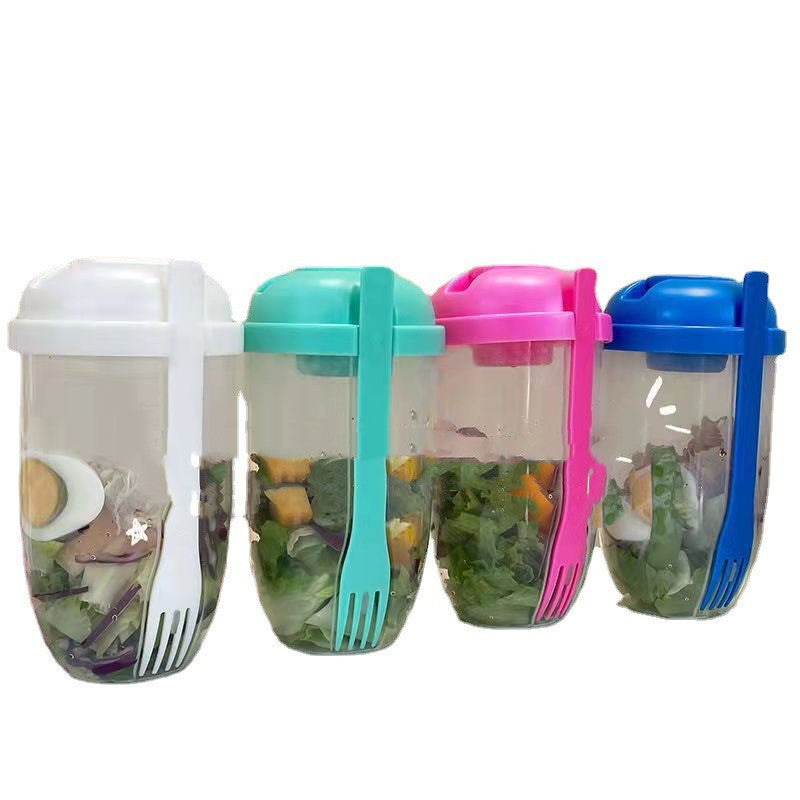 Salad Cup With Lids And Fork Portable Breakfast Cup Fresh Salad Shaker  Container Cereal Nut Yogurt Salad Cup Lunch Box Bento Box